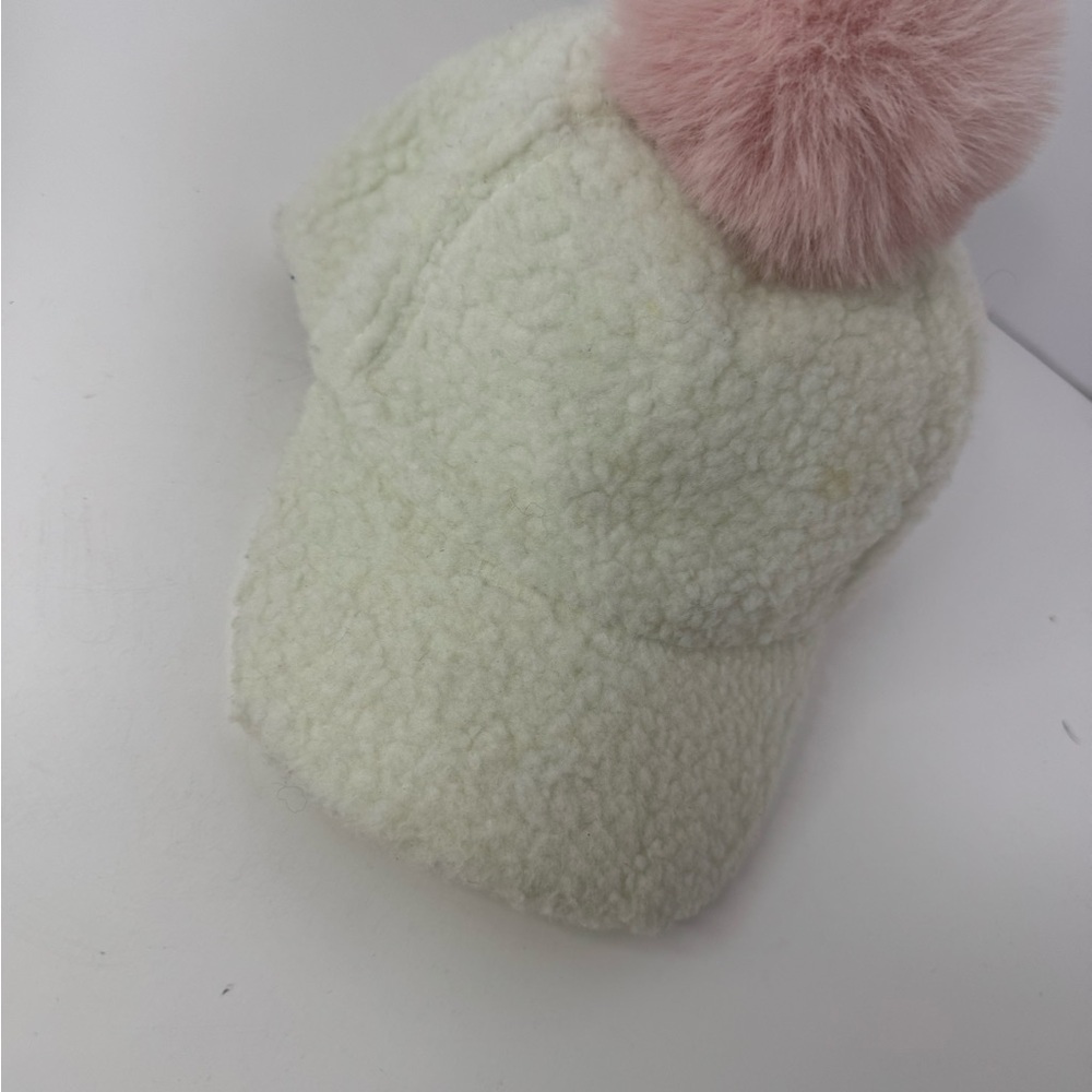 Cream and Pink Pom-Pom Hat